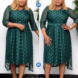 Elegant Teal Lace Dress